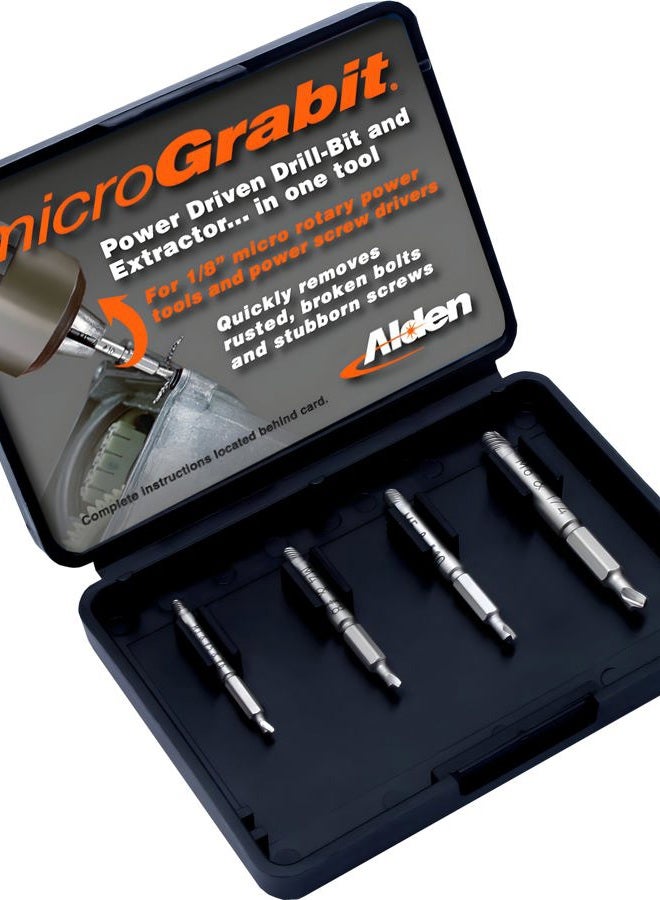 ALDEN CORPORATION 4507P Grabit Micro Broken Bolt Extractor 4 Piece Kit - Small Bolt and Screw Remover - Made in the USA - Image 2