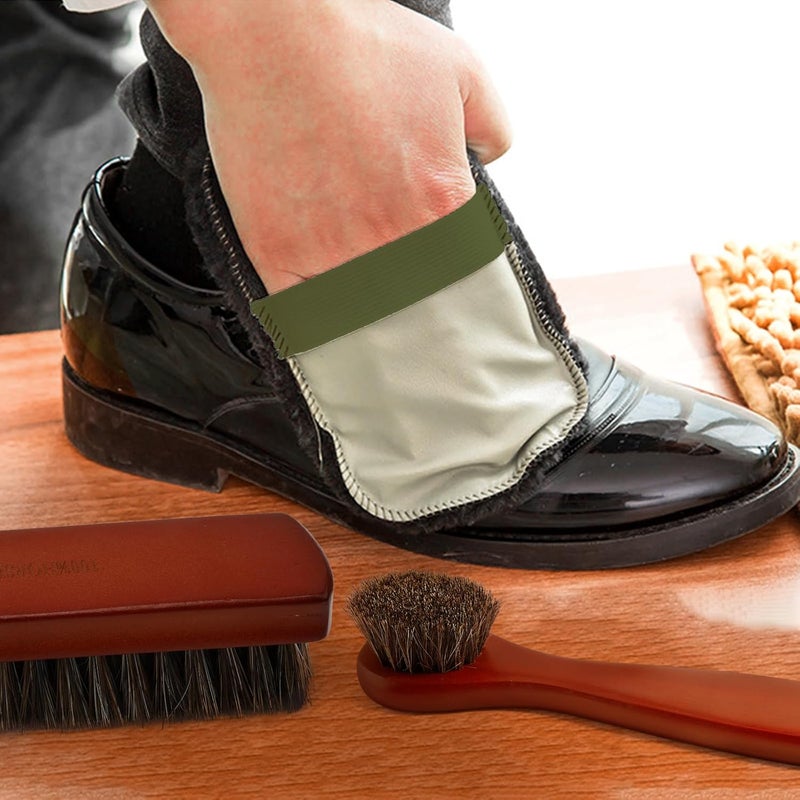 3-Piece Shoe Brush Set, Boot Brush, Horsehair Leather Cleaning Brush, Shoe Polish Brush - Image 4
