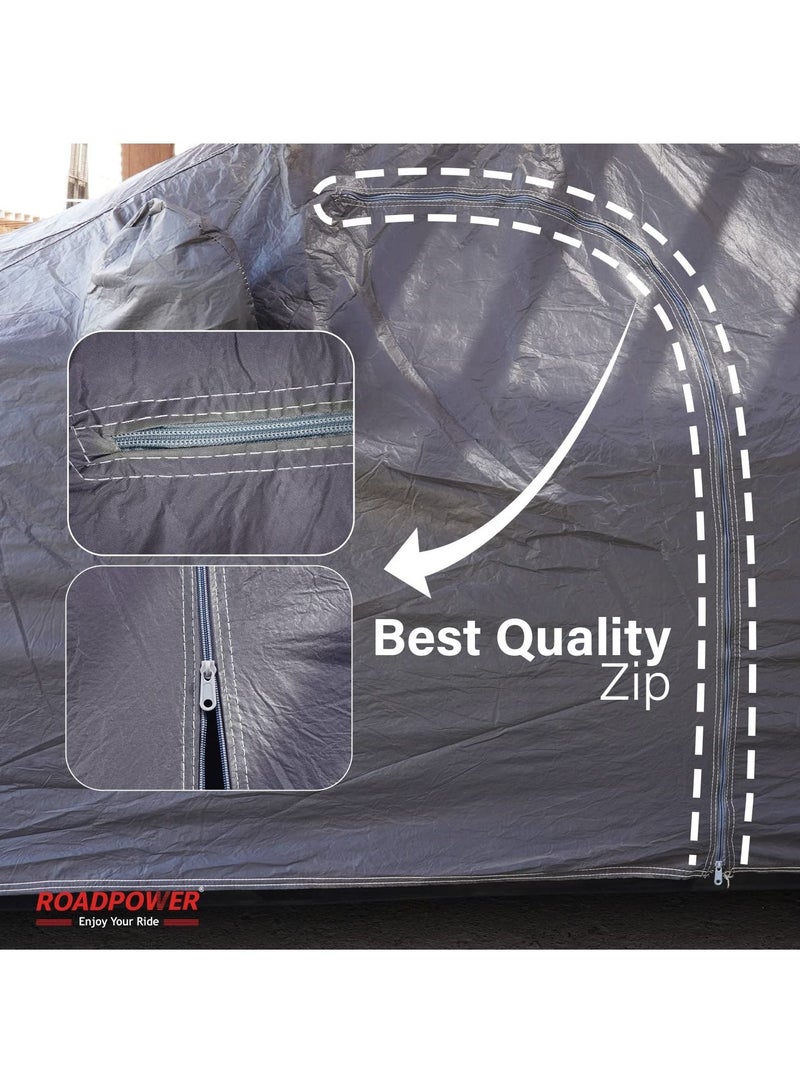 RoadPower zipper Car Body Cover with Mirror Pocket (Large 190X70X47 inch) - Image 5