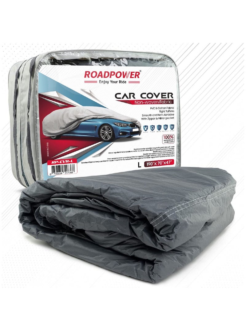 RoadPower zipper Car Body Cover with Mirror Pocket (Large 190X70X47 inch) - Image 1