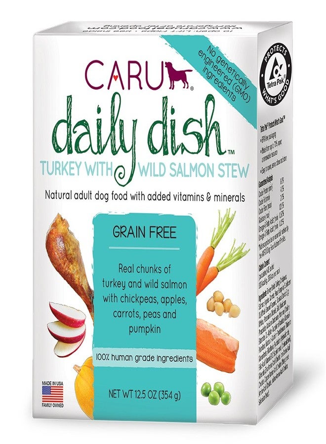 Caru Daily Dish Turkey With Wild Salmon Stew, Natural Adult Wet Dog Food With Real Chunks Of Turkey And Wild Salmon, With Added Vitamins And Minerals, Non-Gmo Ingredients (12.5 Oz) - Image 1