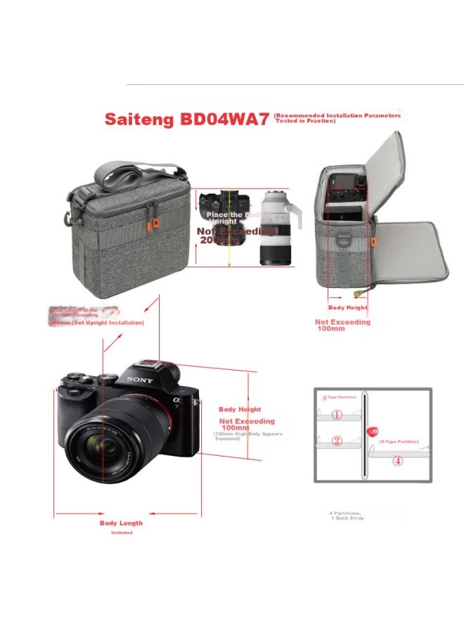 Saiteng Saiten Bd04wa7 حقيبة كاميرا ميرورلس ببطارية واحدة مع عدستين، هيكل مزدوج الفتحة مقاوم للضغط، مناسبة لسلسلة Sony A7/Canon R وغيرها - Image 3
