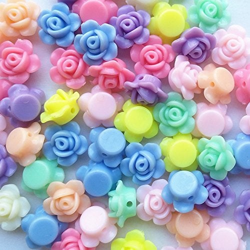 MO SHENG ACCESSORY 150pcs Mix Lots Rose Flowers Acrylic Charm Necklace Bracelet Chain Jewelry Making Colorful Beads DIY Craft Supply - Image 1