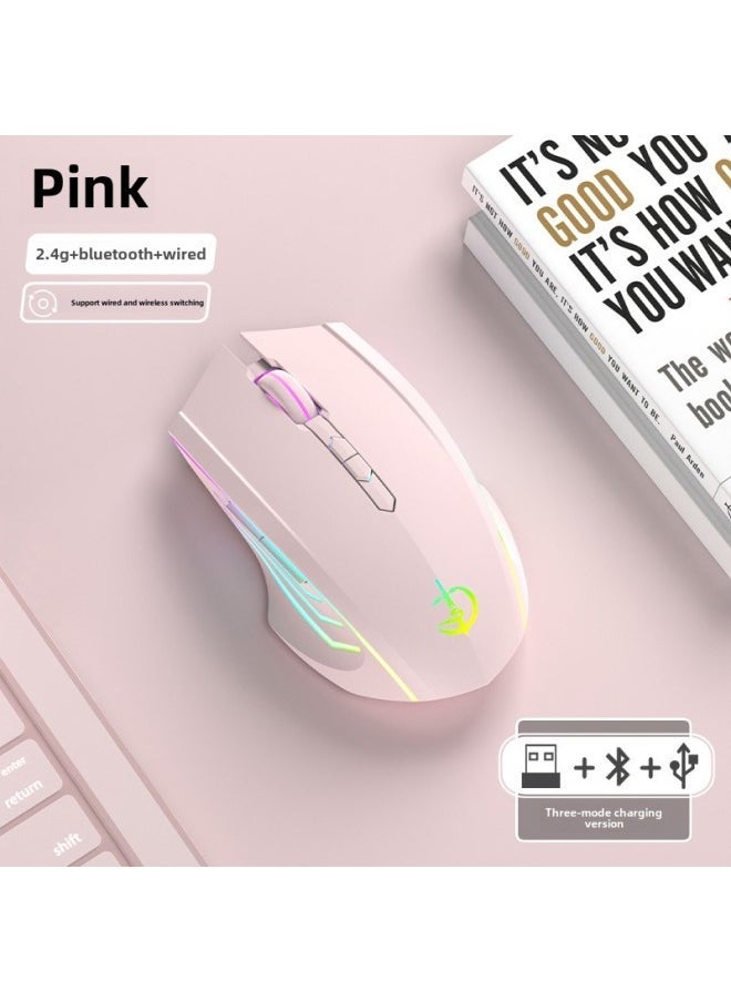 Bluetooth Wireless Mouse Mute Rechargeable For Boys And Girls Apple Lenovo HP Notebook-Specifications: Classic Pink - Official Standard - Image 1