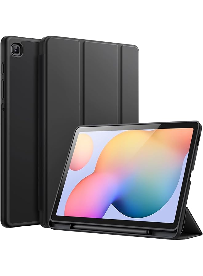 جي تيك حافظة لجهاز سامسونج جالكسي تاب S6 لايت 10.4 بوصة 2024 2022 2020 مع حامل قلم S، غطاء رفيع للكمبيوتر اللوحي مع ظهر ناعم من مادة TPU مع خاصية الإيقاظ التلقائي والنوم (أسود) - Image 1