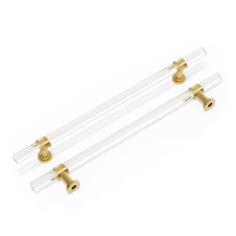Peaha 10 Pack Acrylic Drawer Pulls Kitchen Cabinet Handle LS9165GD160 Gold Dresser Drawer Pull Brushed Brass Cabinet Hardware - Image 2