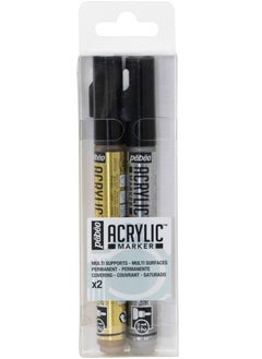 Pebeo Set Of 2 Acrylic Marker Precious Gold And Precious Silver Round Nib 1,2 Mm