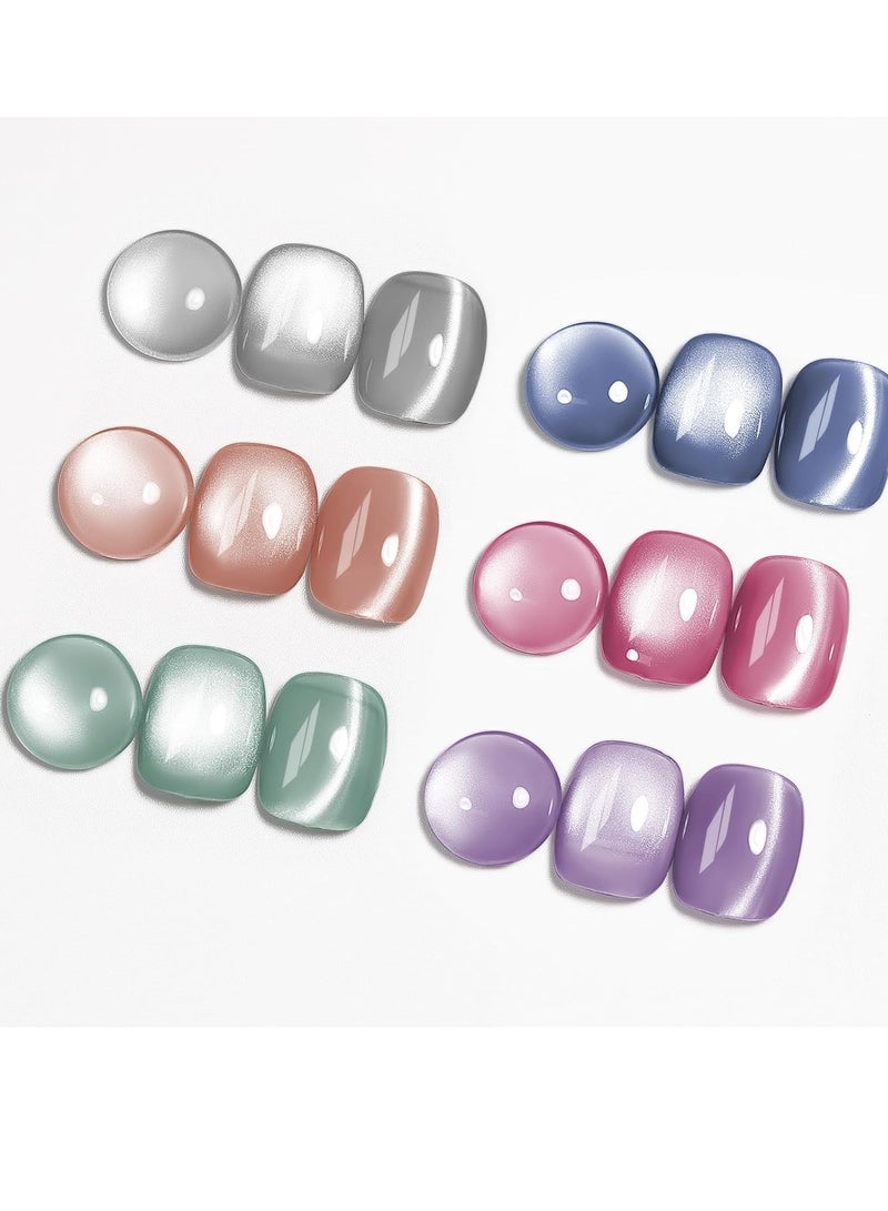 ميزسي مجموعة طلاء أظافر جل عيون القطة 6 ألوان مطورة 9D مجموعة طلاء أظافر جل مغناطيسي عيون القطة مع مغناطيس لامع ثلاثي الأبعاد قابل للغسل بالأشعة فوق البنفسجية مجموعات 7 مل - Image 1