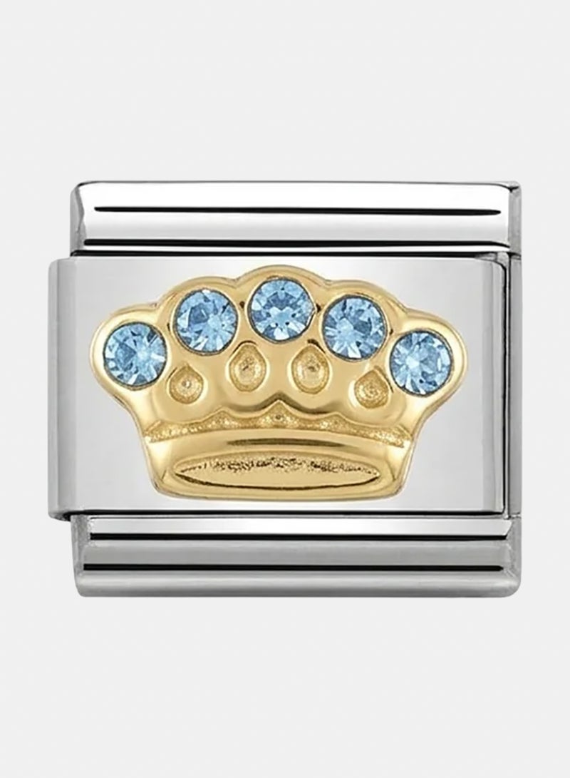 Blue Princess Crown- Silver Italian Charm