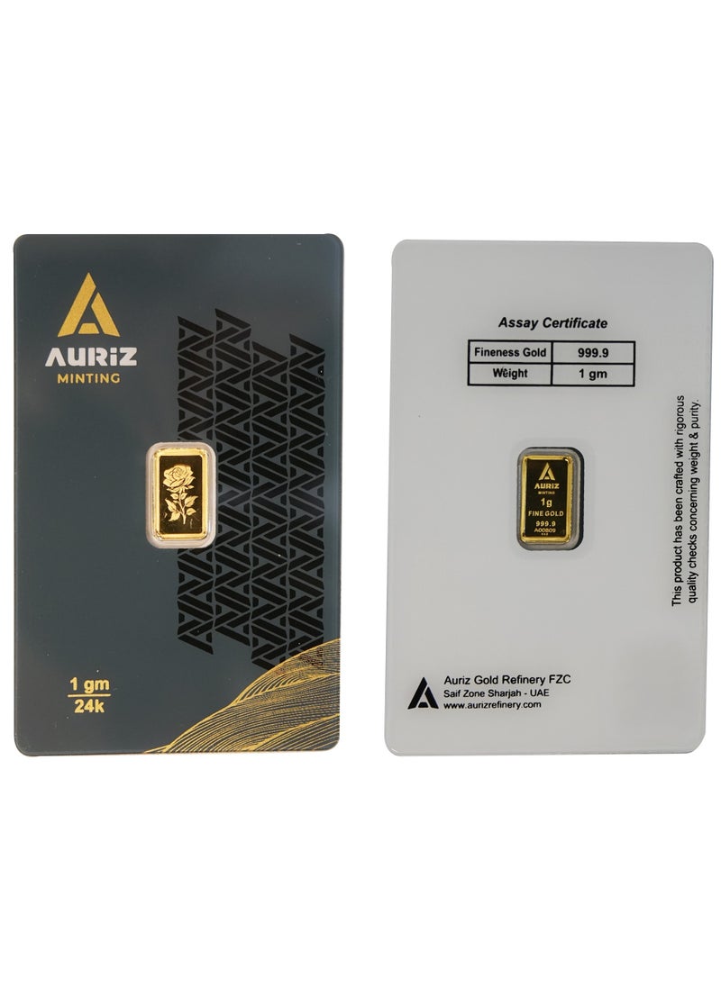 AURIZ MINTING - Rizan Jewellery - Auriz Minting 1Gm 24K Gold Bar Flower Design - Image 1
