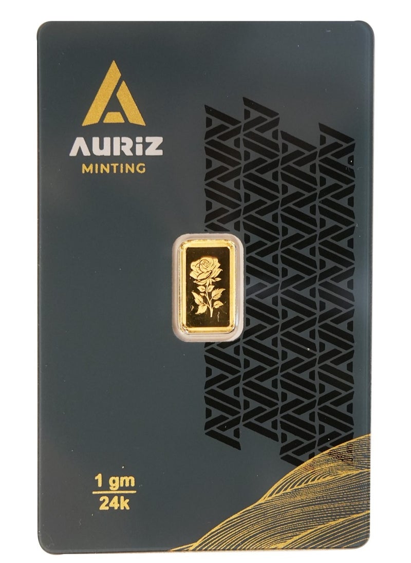 AURIZ MINTING - Rizan Jewellery - Auriz Minting 1Gm 24K Gold Bar Flower Design - Image 1