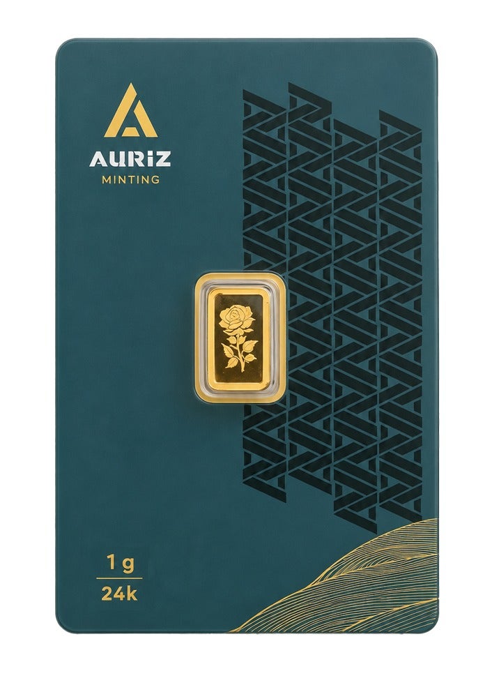 AURIZ MINTING Rizan Jewellery - Auriz Minting 1Gm 24K Gold Bar Flower Design - Image 1