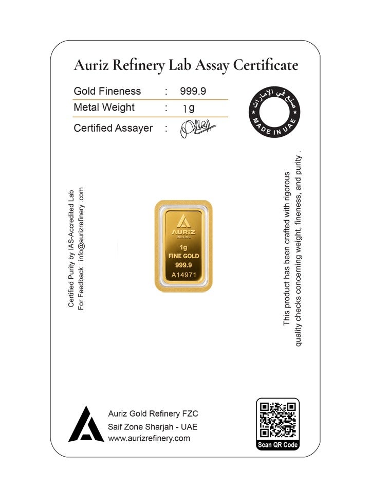 AURIZ MINTING Rizan Jewellery - Auriz Minting 1Gm 24K Gold Bar Flower Design - Image 2