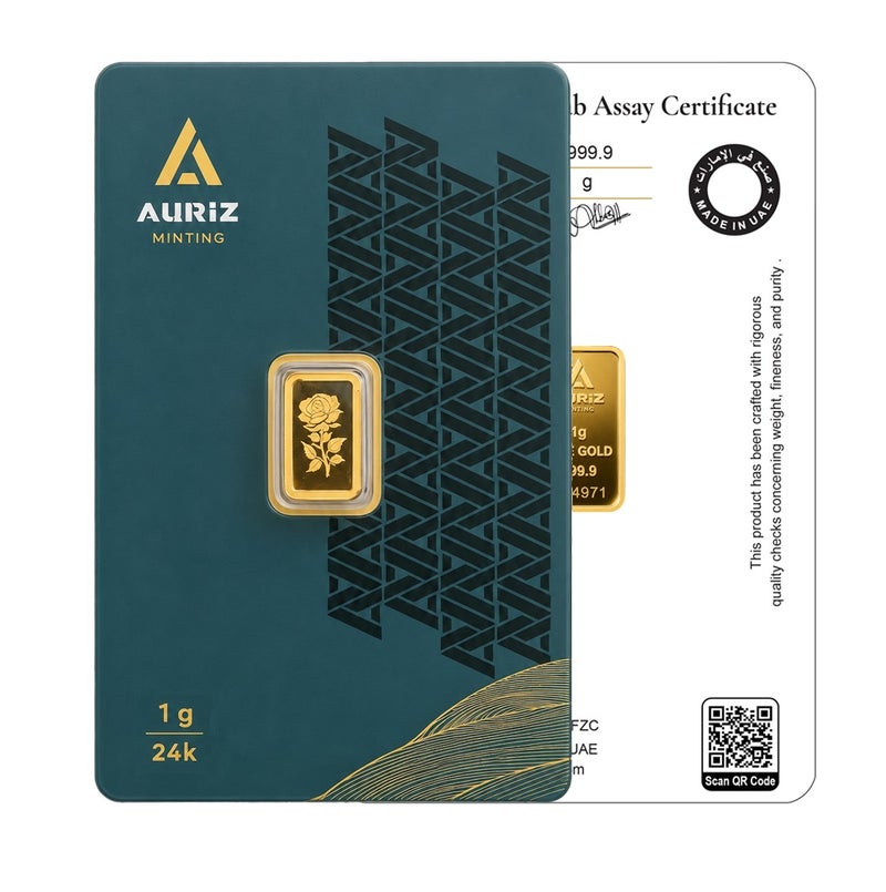AURIZ MINTING Rizan Jewellery - Auriz Minting 1Gm 24K Gold Bar Flower Design - Image 5