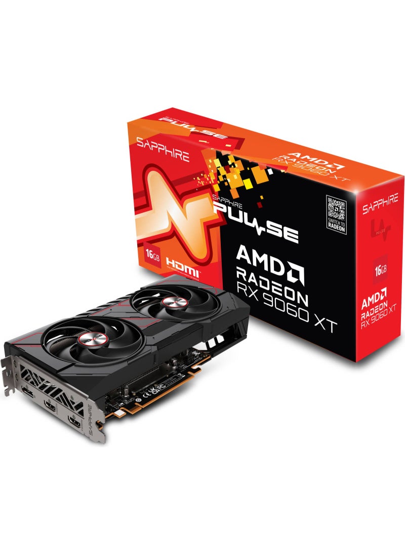 Sapphire PULSE AMD Radeon RX 9060 XT Graphics Card, 16GB GDDR6 128-Bit Memory, 3290 MHz Boost Clock, 2048 Stream Processors, 20 Gbps Memory Speed, PCI-Express 5.0 x16 | 11350-03-20G  - Image 1
