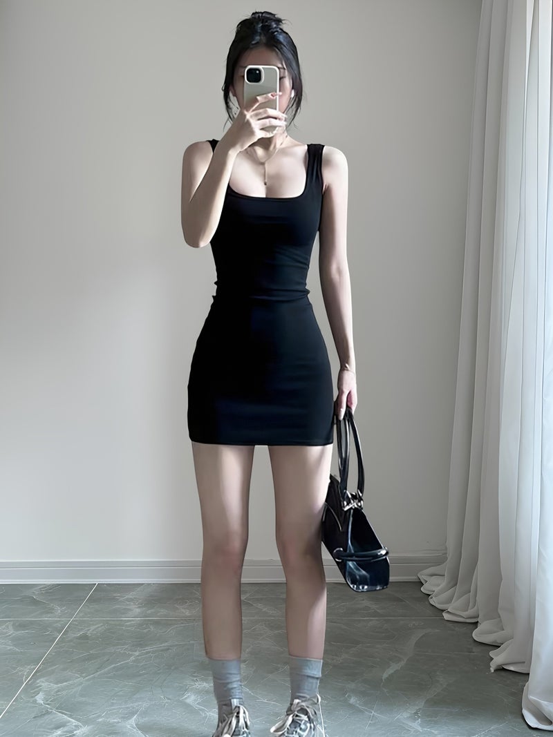 Women's Spaghetti Strap Cami Dress, Hot Summer New Solid Color Bodycon Mini Skirt, Princess Style, Y2K, Suitable for Dates, Parties, Valentine's Day, Must-Have Party Dress, Wide Suspender... - Image 5
