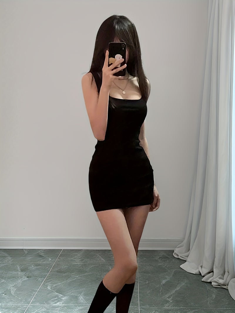 Women's Spaghetti Strap Cami Dress, Hot Summer New Solid Color Bodycon Mini Skirt, Princess Style, Y2K, Suitable for Dates, Parties, Valentine's Day, Must-Have Party Dress, Wide Suspender... - Image 3