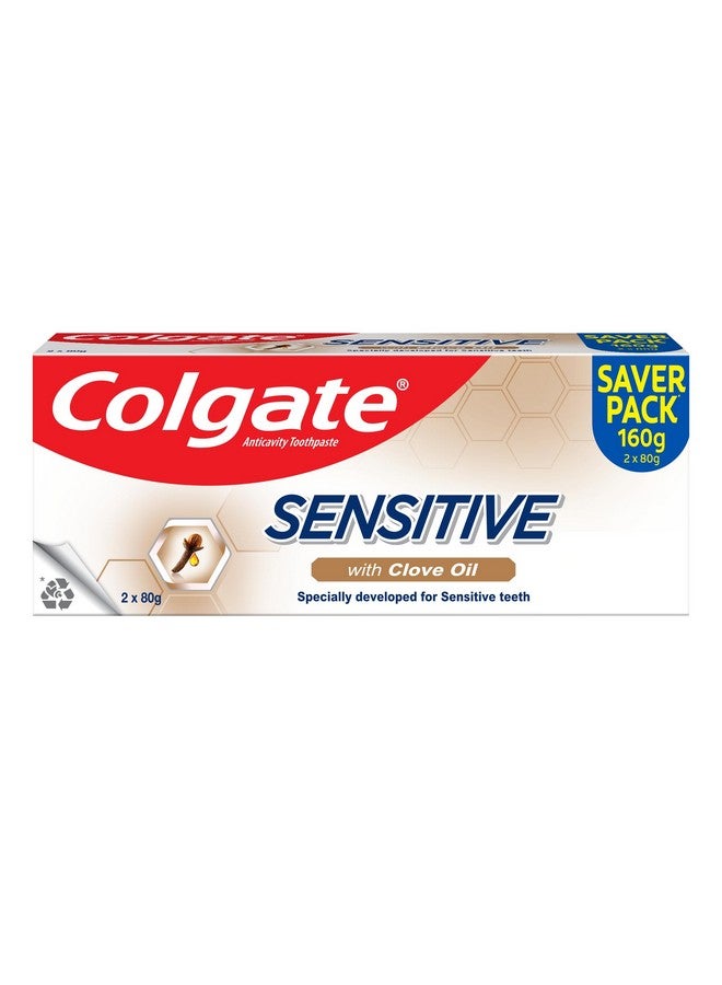 Colgate Sensitive Everyday Protection Toothpaste, Twin Pack Of 160G (80G X 2) & Sensitive Soft Bristles Manual Toothbrush For Adults - 4 Pcs, Multicolor, Freshness - Image 1