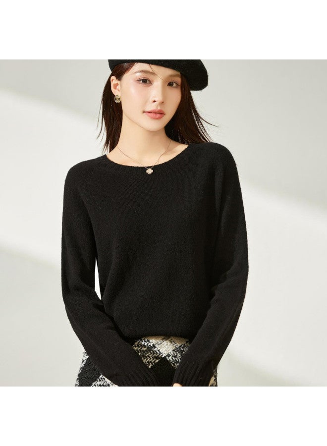 MEIBIAO Versatile Round Neck Knitted Solid Color Sweater Loose Simple Lazy Series Women'S Autumn Winter - Image 3