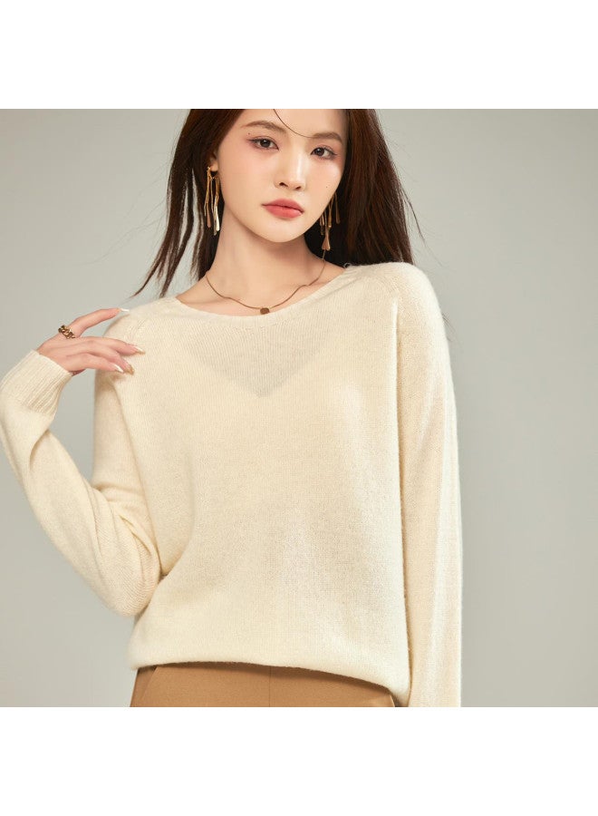 MEIBIAO Versatile Round Neck Knitted Solid Color Sweater Loose Simple Lazy Series Women'S Autumn Winter - Image 4