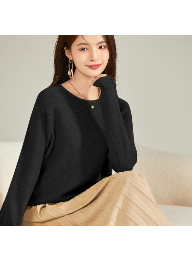 MEIBIAO Versatile Round Neck Knitted Solid Color Sweater Loose Simple Lazy Series Women'S Autumn Winter - Image 2