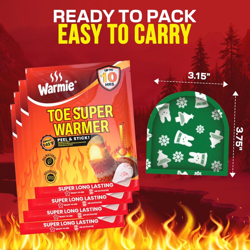 Warmie Super Warmer Adhesive backing for Toe | All Natural & Safe, Easy & Comfort, Instant & Quick Heat | Air Activated, Last-Longer | Steady Heating for Cold Temperature, Odorless 10 pairs (20 units) - Image 3