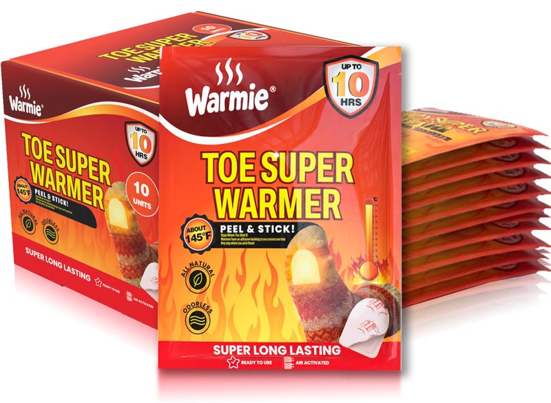 Warmie Super Warmer Adhesive backing for Toe | All Natural & Safe, Easy & Comfort, Instant & Quick Heat | Air Activated, Last-Longer | Steady Heating for Cold Temperature, Odorless 10 pairs (20 units) - Image 1