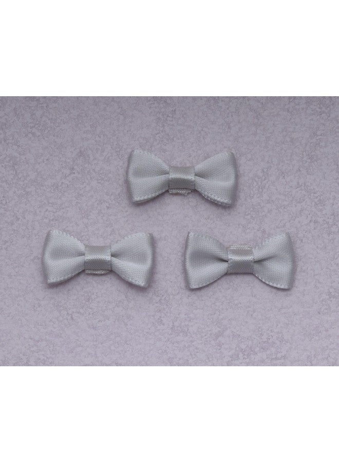 sowaka 50 Pcs Mini Bow Ribbon Satin Soft Black Appliques Boutique Bow Ties For Diy Crafting Sewing Project Making Scrapbooking Embellishment Diy Decoration Wedding Parties Gift Décor (Grey) - Image 2