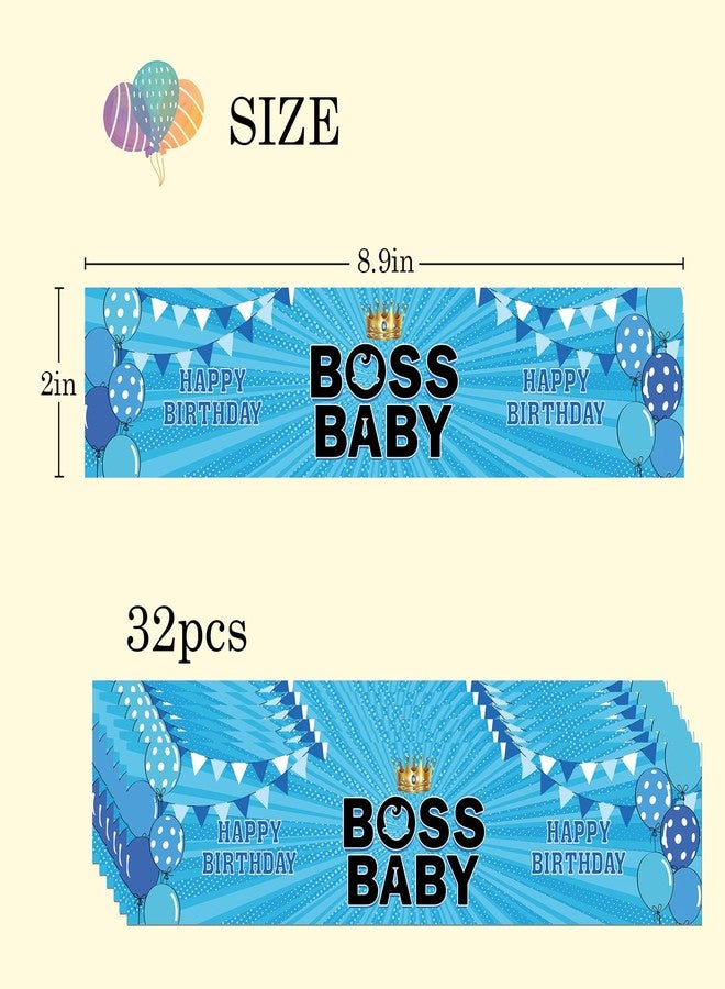 INNORU Boss Baby Water Bottle Stickers, Gender Reveal Party Bottle Labels Decor, Baby Shower Baby 1st Birthday Party Water Bottle Boy Birthday Sticker Labels Supplies Set of 32, Blue - Image 3