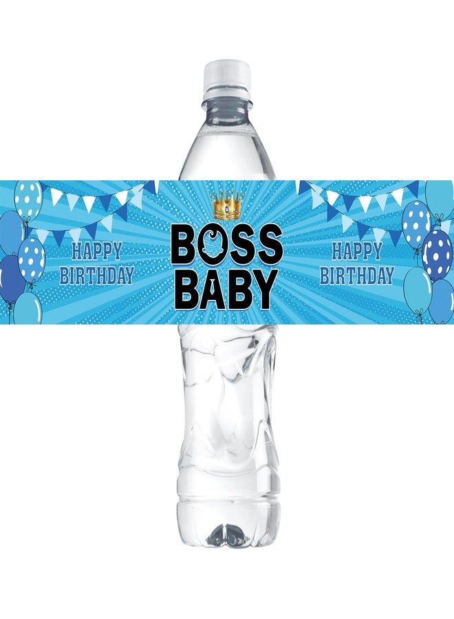 INNORU Boss Baby Water Bottle Stickers, Gender Reveal Party Bottle Labels Decor, Baby Shower Baby 1st Birthday Party Water Bottle Boy Birthday Sticker Labels Supplies Set of 32, Blue - Image 1