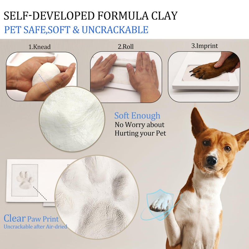MYPAWLETS Paw Print Frame Kit,Dog/Cat Paw Print Kit,Soft Pawprint Clay&Clean Touch Ink Pad,Pet Paw Print Impression Kit with Customization Tool,Wooden Pet Memorial Frame,DIY Dog Lover Gifts-Black - Image 3