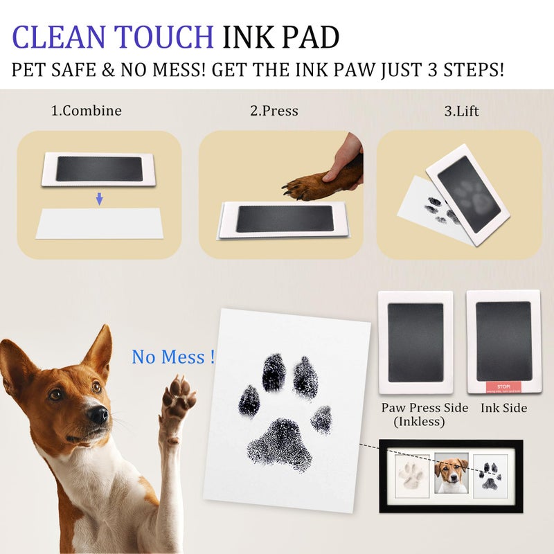 MYPAWLETS Paw Print Frame Kit,Dog/Cat Paw Print Kit,Soft Pawprint Clay&Clean Touch Ink Pad,Pet Paw Print Impression Kit with Customization Tool,Wooden Pet Memorial Frame,DIY Dog Lover Gifts-Black - Image 4