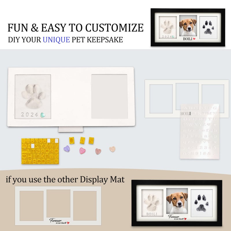 MYPAWLETS Paw Print Frame Kit,Dog/Cat Paw Print Kit,Soft Pawprint Clay&Clean Touch Ink Pad,Pet Paw Print Impression Kit with Customization Tool,Wooden Pet Memorial Frame,DIY Dog Lover Gifts-Black - Image 5