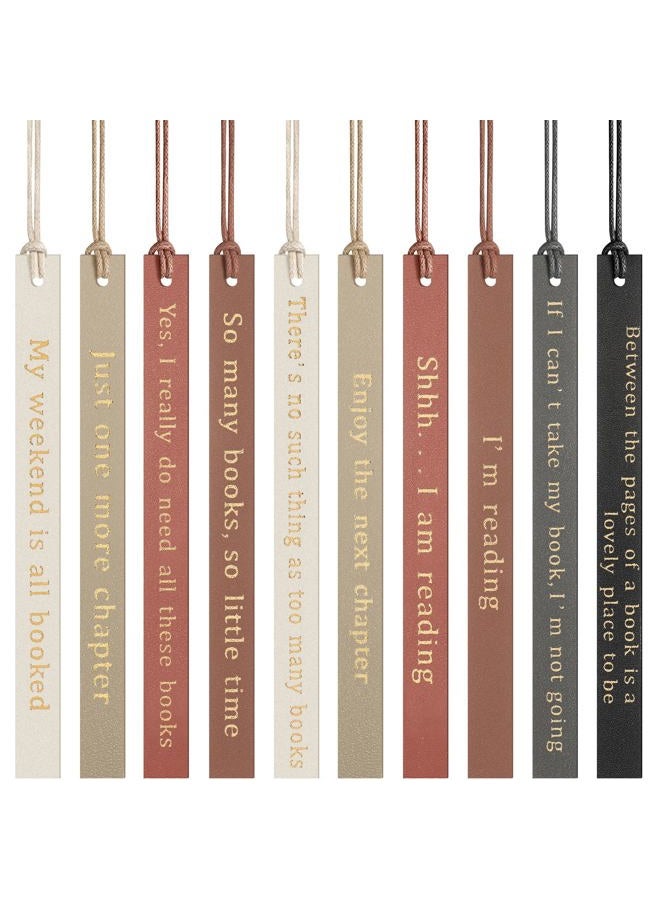Skyygemm 10 Pcs Leather Bookmarks for Book Lover Gifts for Women Pastel Leather Bookmarks Coworker Teens Book Club Gifts for Teacher Birthdays(Gold) - Image 1