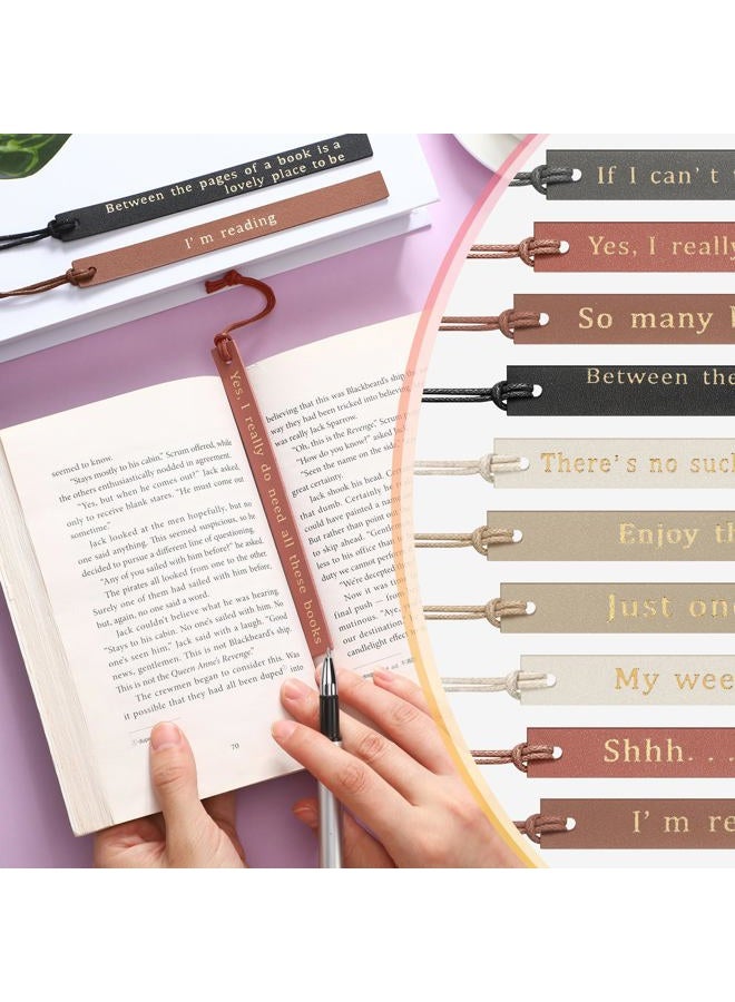 Skyygemm 10 Pcs Leather Bookmarks for Book Lover Gifts for Women Pastel Leather Bookmarks Coworker Teens Book Club Gifts for Teacher Birthdays(Gold) - Image 3