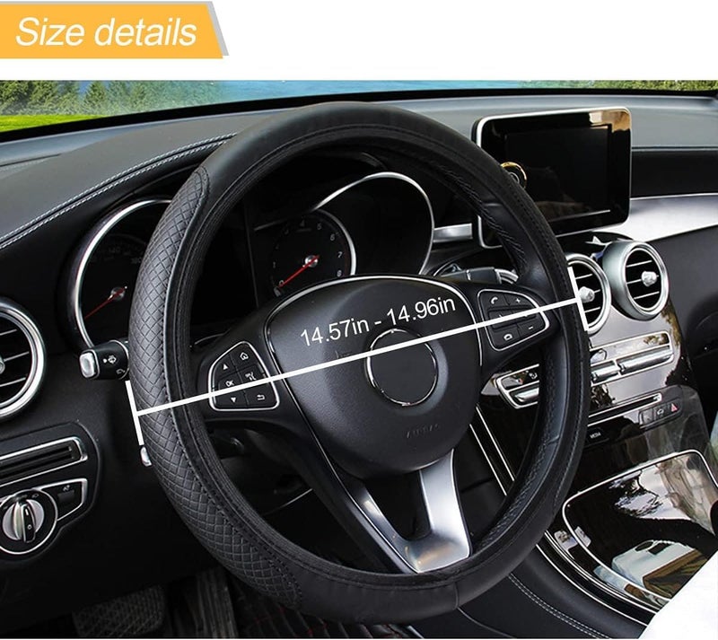 KASTWAVE Car Steering Wheel Cover, Elastic, Breathable Anti-Slip, Universal 15 inch, Steering Wheel Cover for Men Women (Black/Red) - Image 2