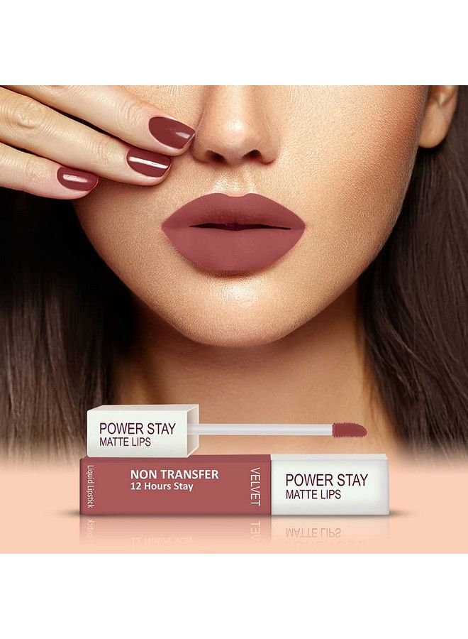 Forfor Power Stay Long Last Matte Lipstick Combo Of 2 Waterproof (12 Hrs Stay) (Mauve Matte Sandy Nude Pack Of 2) - Image 5