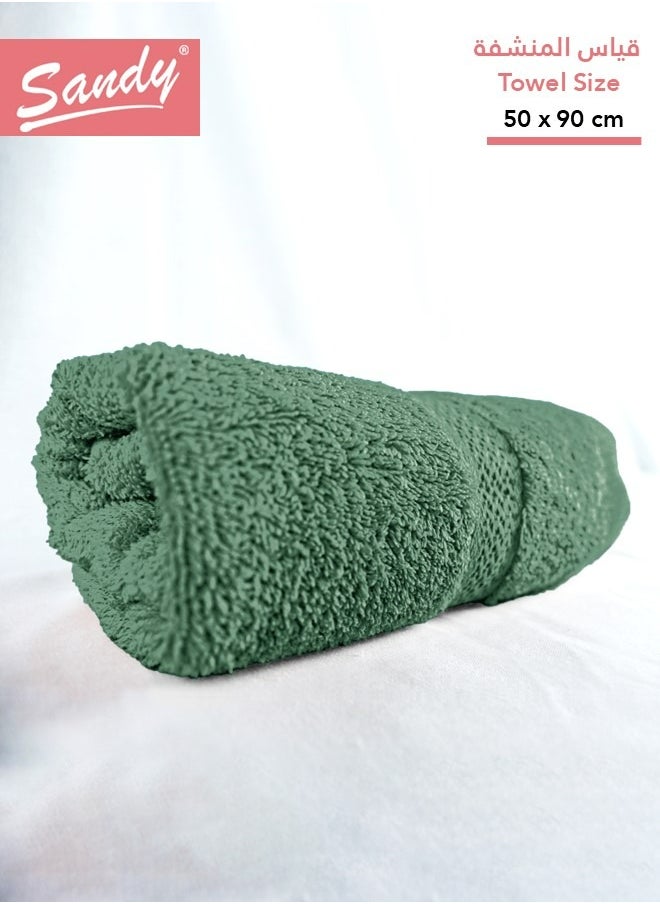 Sandy SANDY 100% Cotton Luxury Bath Towel for Hair, Hand and Face, 600 GSM Made in Egypt, Ideal for Daily Use, High Absorbent and Super Soft 90x50 cm, Olive  - Image 1