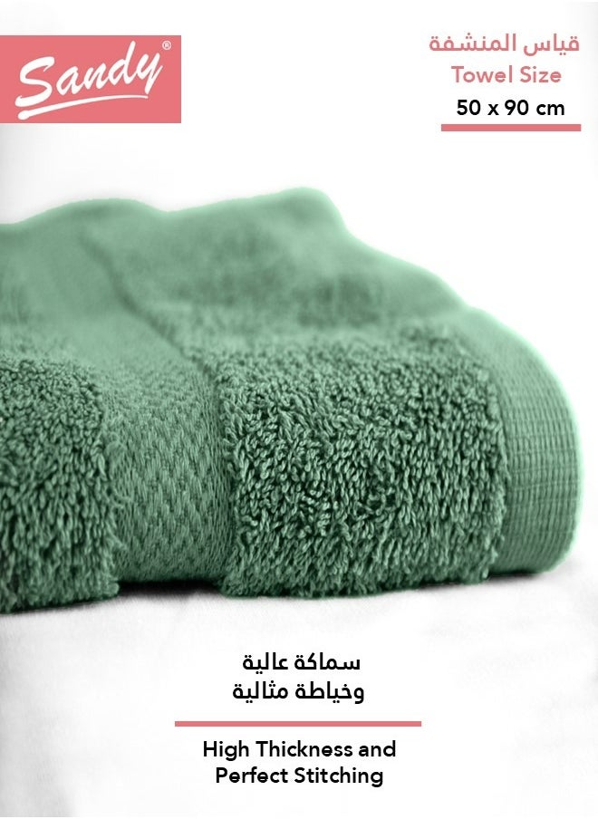 Sandy SANDY 100% Cotton Luxury Bath Towel for Hair, Hand and Face, 600 GSM Made in Egypt, Ideal for Daily Use, High Absorbent and Super Soft 90x50 cm, Olive  - Image 3