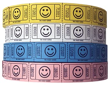 The Ticket Gurus-(4) Single Smile Rolls- 2000 Tickets Per Roll-Blue/Pink/White/Yellow - Image 3