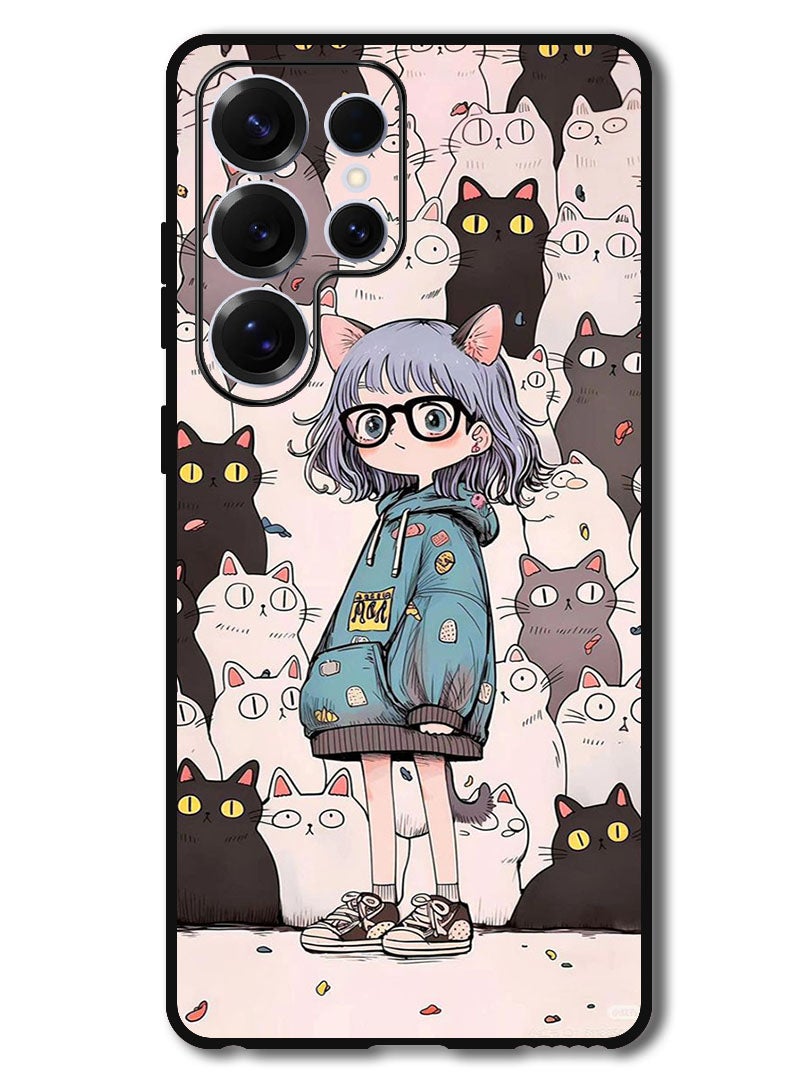 Theodor Protective Case Anti Scratch Shock Proof Bumper Cover For Samsung Galaxy S25 Ultra Cats & Girl - Image 1