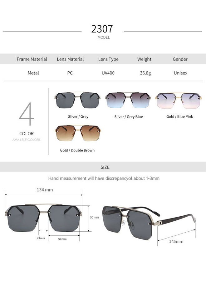 Generic - Sunglasses for boys driving big face slim driving UV protection advanced half frame square frame sunglasses - Image 1