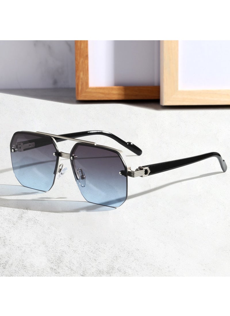 Generic - Sunglasses for boys driving big face slim driving UV protection advanced half frame square frame sunglasses - Image 1