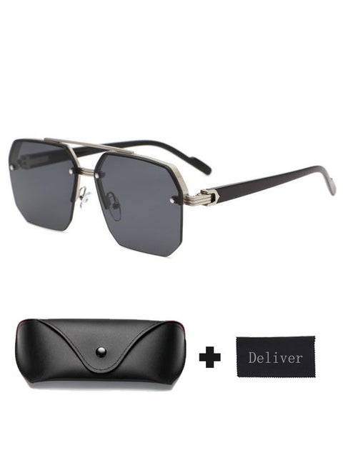 Sunglasses for boys driving big face slim driving UV protection advanced half frame square frame sunglasses