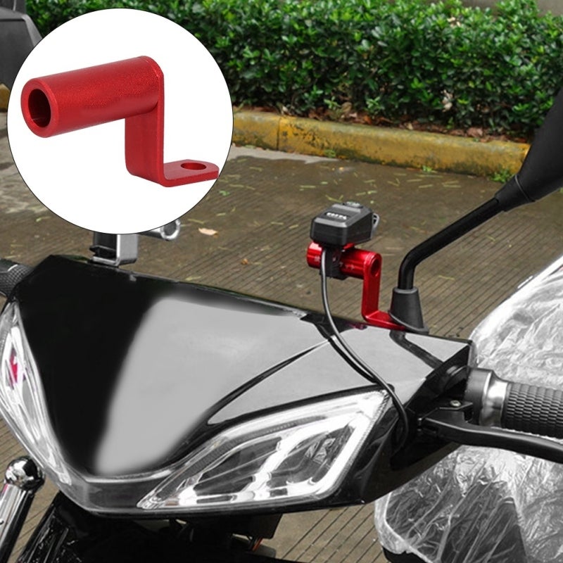 Motorcycle Mirror Bracket 1pc CNC Aluminum Fade-Resistant Red Rearview Mirror Holder - Multi-Functional Expansion Bracket for Electric Cars Motorcycles Riding Gear Accessory - Image 3