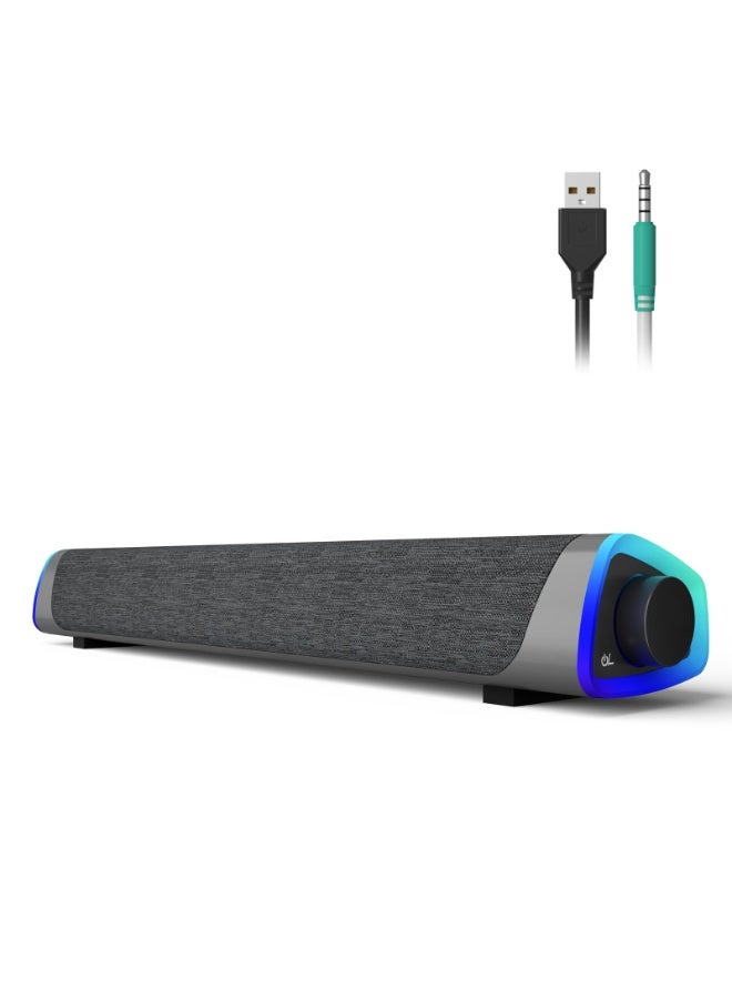 Joshberg Computer Speakers, Bluetooth/Wired Dual Mode Small PC Speakers, Colorful RGB Lights with Switch Button, Surround Sound Portable Computer Sound Bar Speaker for Desktop Laptop - Image 1