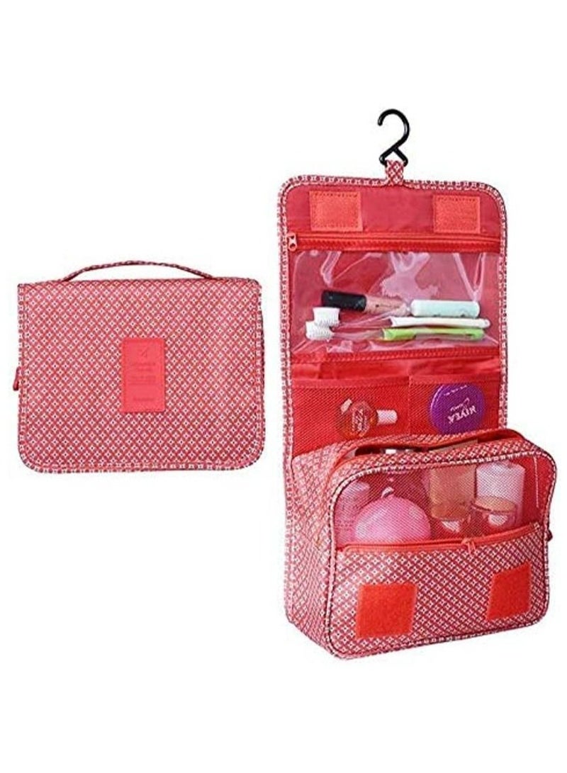 Rubik Portable Toiletry Bag, Multifunction Waterproof Cosmetic Makeup Travel Hanging Organizer Storage Bag Pouch for Men Women Girls - Red Star  - Image 1