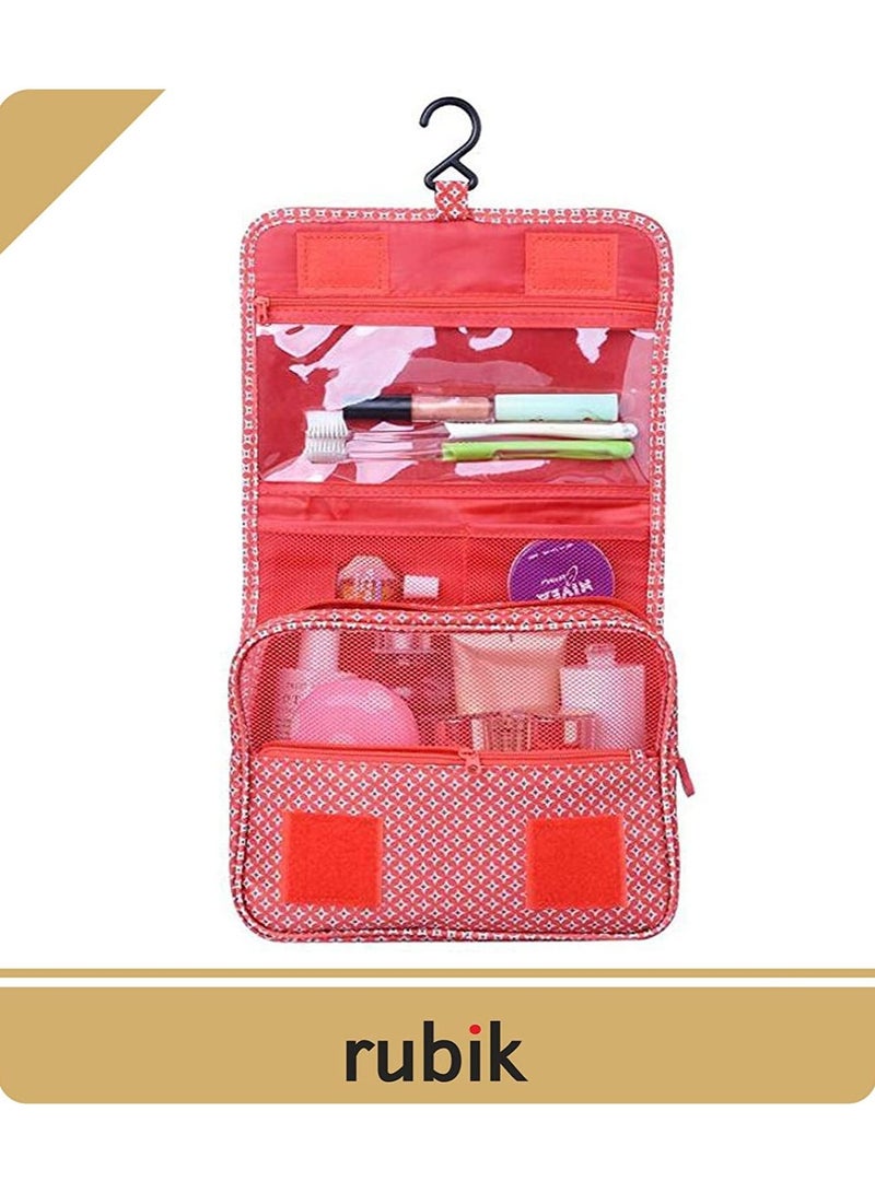Rubik Portable Toiletry Bag, Multifunction Waterproof Cosmetic Makeup Travel Hanging Organizer Storage Bag Pouch for Men Women Girls - Red Star  - Image 3