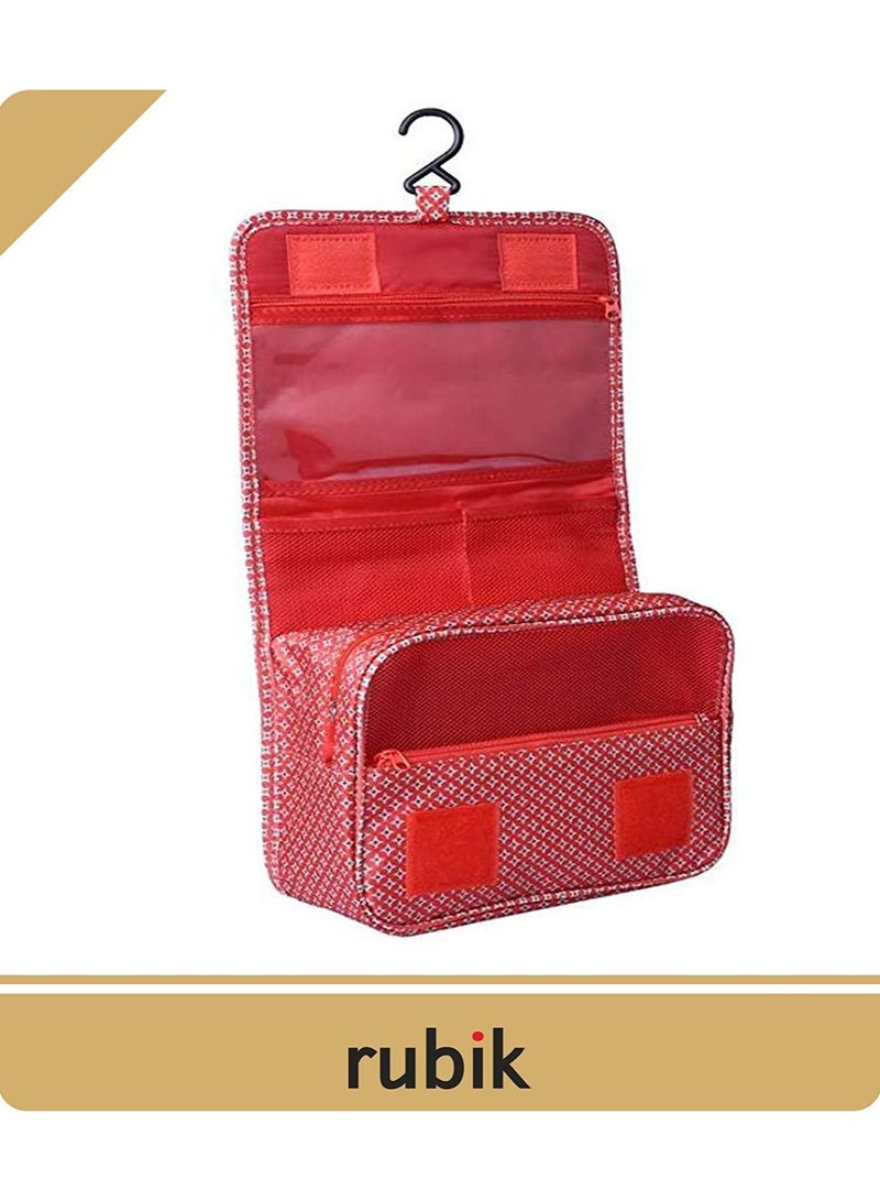 Rubik Portable Toiletry Bag, Multifunction Waterproof Cosmetic Makeup Travel Hanging Organizer Storage Bag Pouch for Men Women Girls - Red Star  - Image 4