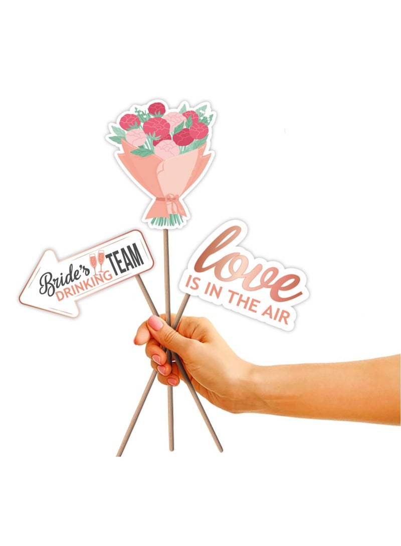 مجموعة ديكورات حفلة الخطوبة الفاخرة 67 قطعة للعروس - بالونات، وشاح، إطارات الصور (باللون الوردي الذهبي) - Image 5